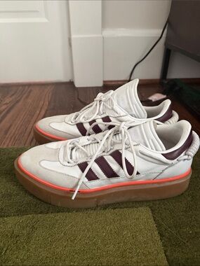 adidas Ivy park White Sneakers with Burgundy Stripes and Orange Trim